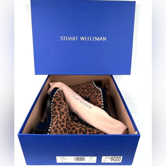 STUART WEITZMAN Sondra Leopard Cheetah Suede Leather Combat Boots US 6.5 - EU 37 - Picture 2 of 11